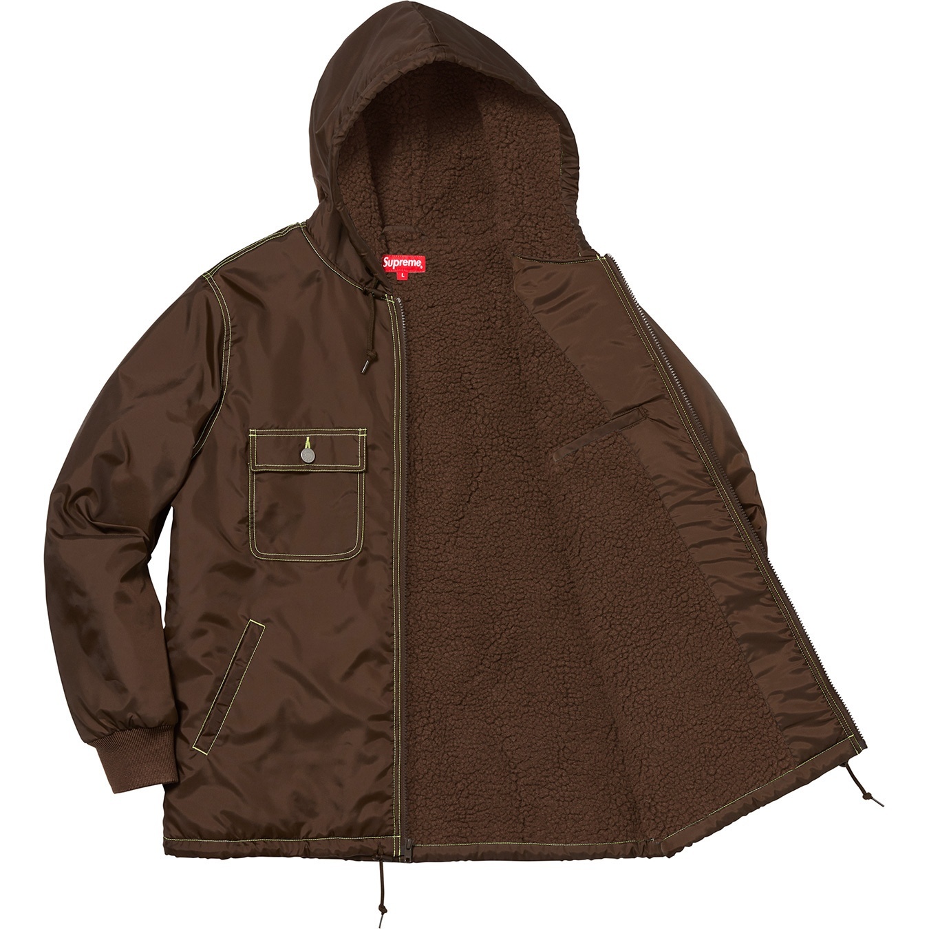 Sherpa Lined Nylon Zip Up Jacket view 4